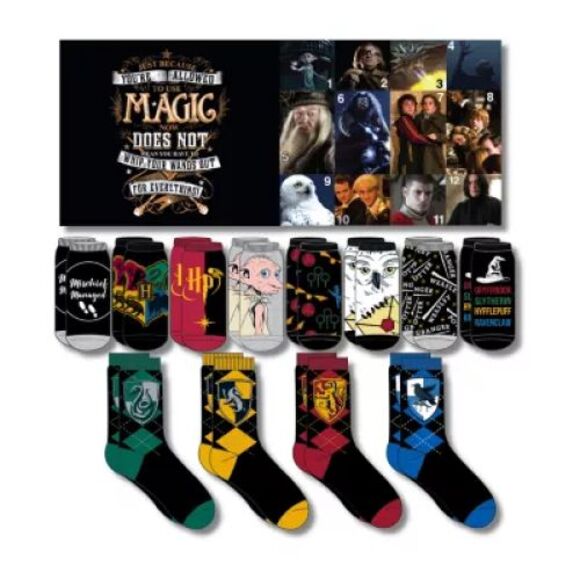 Harry Potter Christmas Gift Set Magic 12 Days of Socks 8 Low Cut 4 Crew Men's - Picture 1 of 5